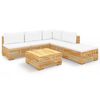 vidaXL Set Divani da Giardino 6 pz con Cuscini Legno Massello di Teak