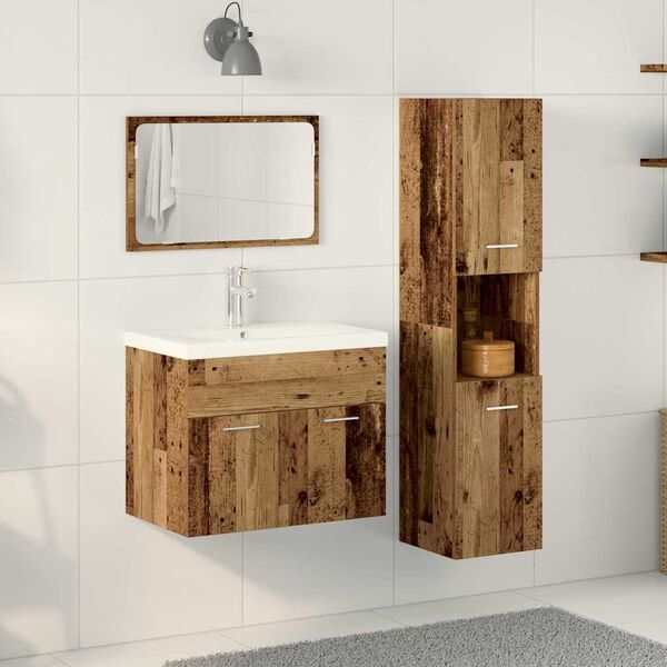 vidaXL Set di mobili per il bagno 4 pcs Marrone Legno multistrato