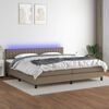 vidaXL Letto a Molle Materasso e LED tortora 200x200cm in Tessuto