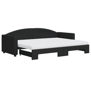 vidaXL Divano Letto Estraibile con Materassi Nero 80x200 cm Tessuto