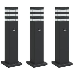 vidaXL Lampade Terra per Esterni con Sensori 3pz Nere 50cm Alluminio