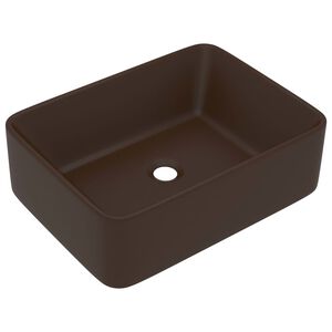 vidaXL Lavandino Luxury Marrone Scuro Opaco 41x30x12 cm in Ceramica