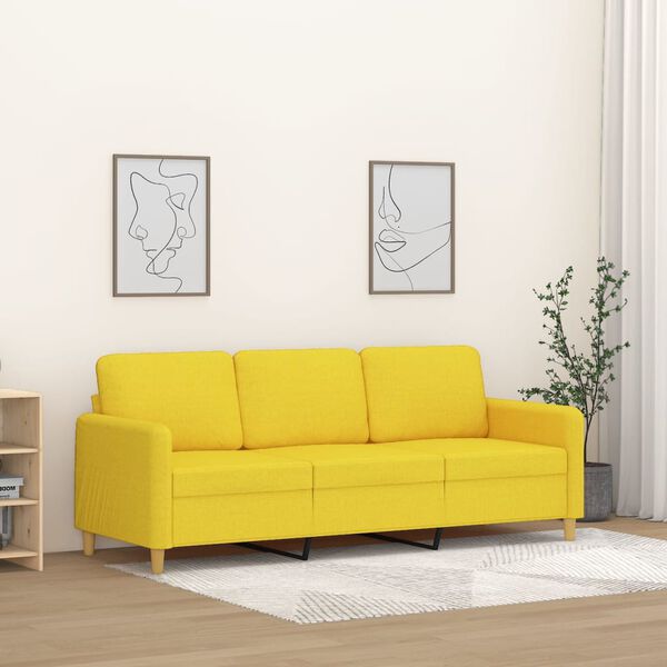 vidaXL Divano a 3 Posti Giallo Chiaro 180 cm in Tessuto