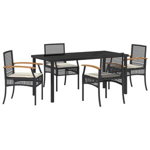 vidaXL Set da Pranzo per Giardino 5 pcs Nero polyrattan