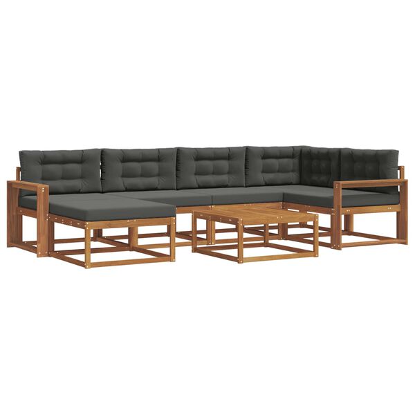 vidaXL Set di divani da esterno con cuscino 7 pcs Naturale e Antracite