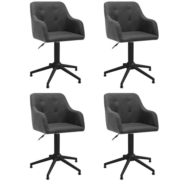 vidaXL Sedie da Pranzo Girevoli 4 pz Grigio Scuro in Tessuto