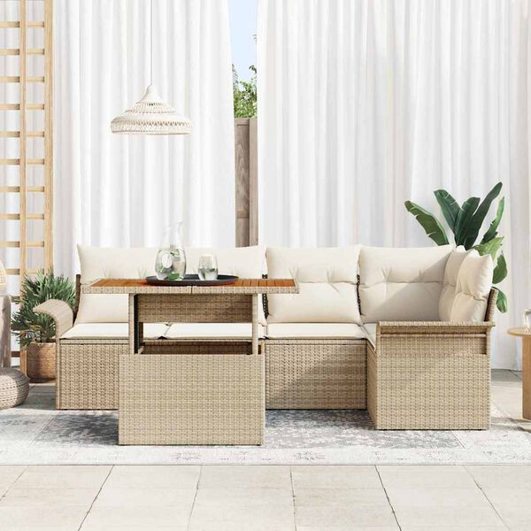 vidaXL Set Divano da Giardino 6 pcs Beige Poly Rattan