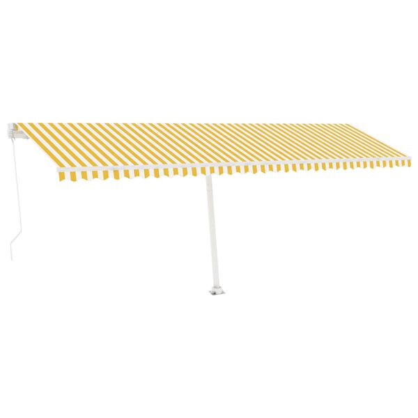 vidaXL Tenda da Sole Retrattile Manuale LED 600x350 cm Giallo Bianco