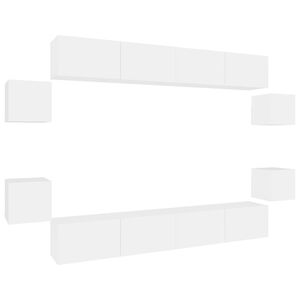 vidaXL Set Mobili Porta TV 8pz Bianco in Legno Multistrato