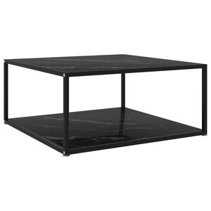 vidaXL Tavolino da Salotto Nero 80x80x35 cm in Vetro Temperato
