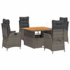 vidaXL Set da Pranzo da Giardino 5 pz con Cuscini in Polyrattan Grigio