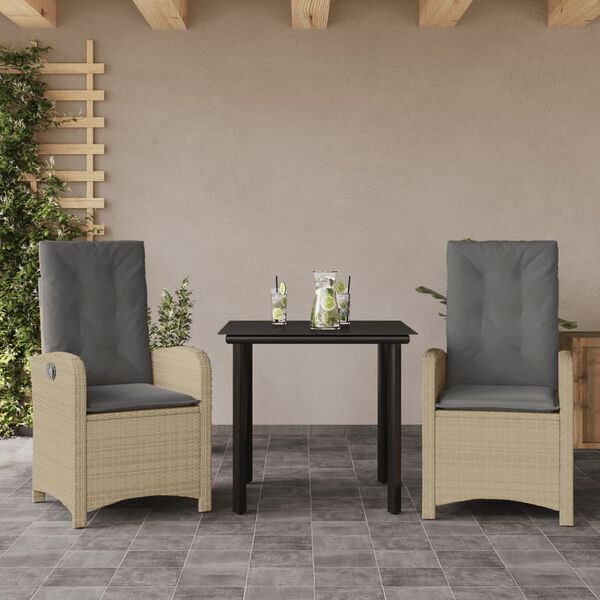vidaXL Set Pranzo da Giardino 5 pz con Cuscini Beige Misto Polyrattan
