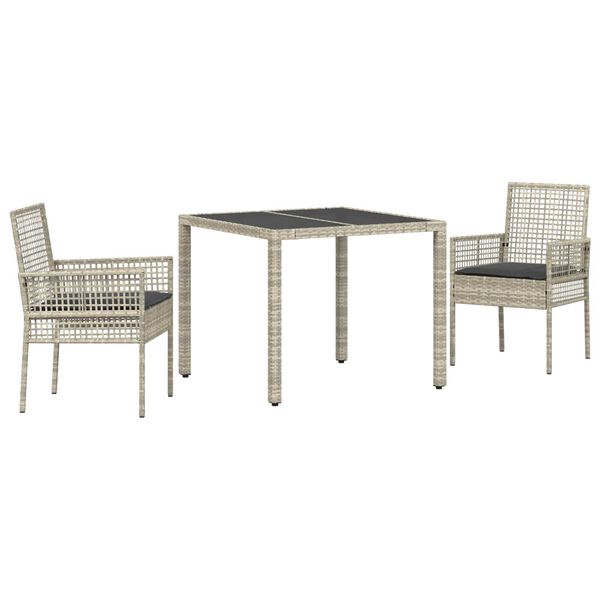 vidaXL Set da Pranzo per Giardino 3 pcs Grigio chiaro polyrattan