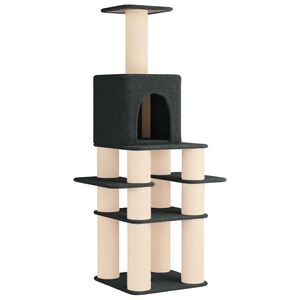 vidaXL Albero per gatti con pali per graffiare in sisal Grigio Scuro