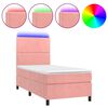 vidaXL Letto a Molle con Materasso e LED Rosa 90x200 cm in Velluto