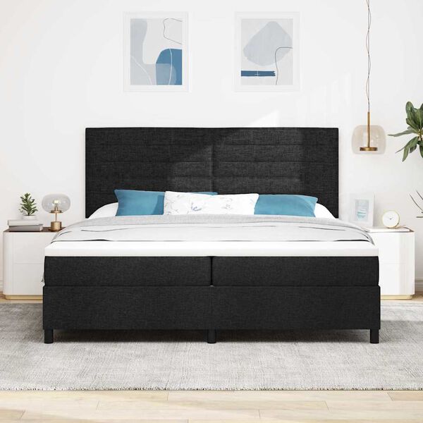 vidaXL Letto a molle con materasso con led Nero 200 x 200 cm Tessuto