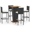vidaXL Set da Bar da Giardino 5 pz con Cuscini in Polyrattan Nero