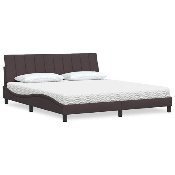 vidaXL Letto con Materasso Hanko Marrone Scuro 180x200cm Tessuto