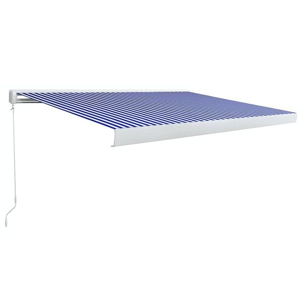 vidaXL Tenda a Cassonetto Manuale 450x300 cm Blu e Bianca