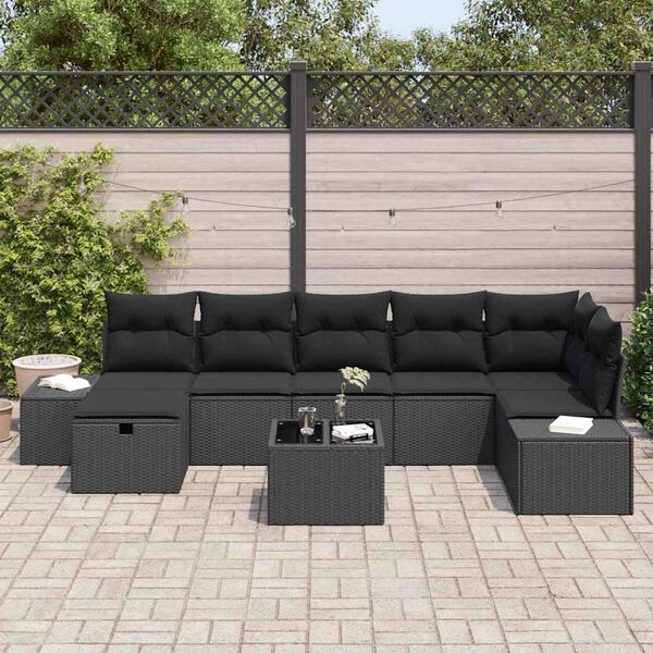 vidaXL Set di divani con cuscino 8 pcs polyrattan