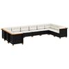 vidaXL Set Divani da Giardino 10pz con Cuscini in Polyrattan Nero