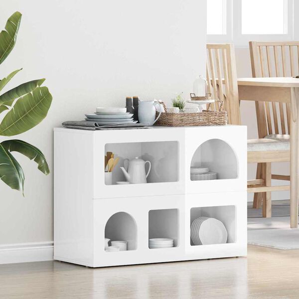 vidaXL Credenza Bianco Lucido 80.5 x 35 x 59 cm Legno multistrato