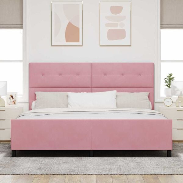 vidaXL Letto a molle con testiera Rosa 200 x 200 cm Velluto
