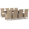 vidaXL Set da Pranzo da Giardino 9 pz con Cuscini Beige in Polyrattan