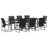 vidaXL Set da Pranzo per Giardino 9 pz Nero Acciaio