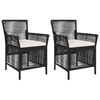 vidaXL Sedia da esterno 2 pz Nero e Crema polyrattan