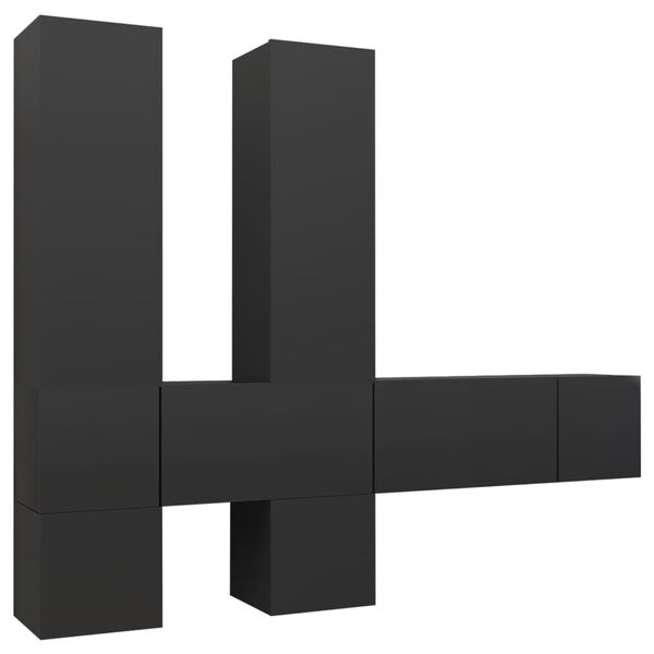 vidaXL Set Mobili Porta TV 7 pz Grigio in Legno Multistrato