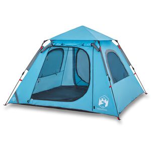 vidaXL Tenda a Cupola da Campeggio 4 Persone Blu a Rilascio Rapido