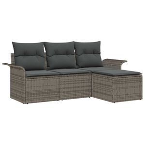 vidaXL Set di divani con cuscino 4 pcs Grigio polyrattan