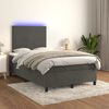 vidaXL Letto a Molle Materasso e LED Grigio Scuro 120x190cm in Velluto