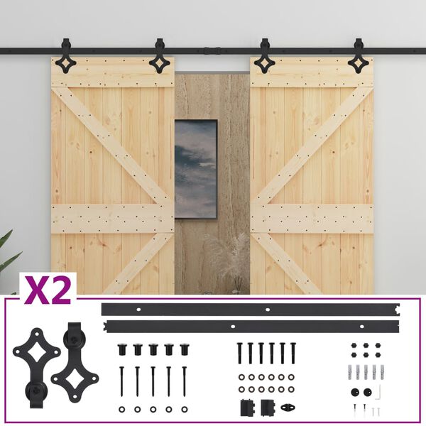 vidaXL Porta Scorrevole con Set Hardware 90x210 cm in Legno di Pino