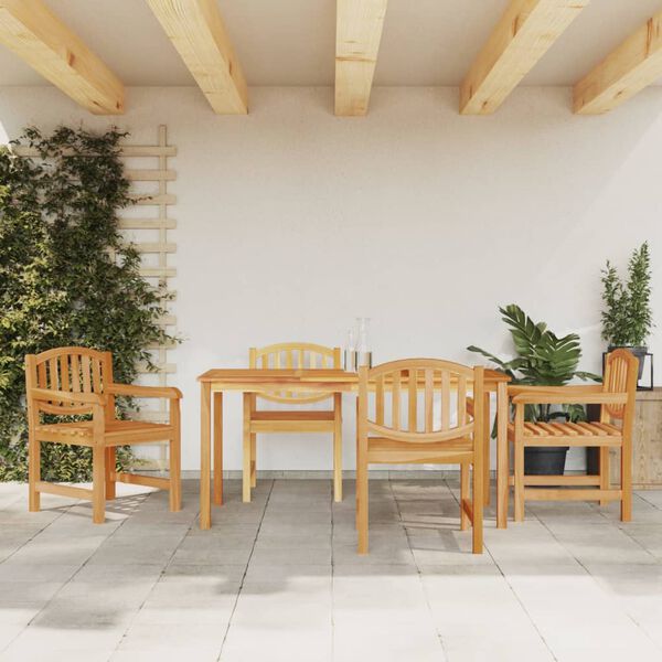 vidaXL Set da Pranzo per Giardino 5 pz in Legno Massello di Teak