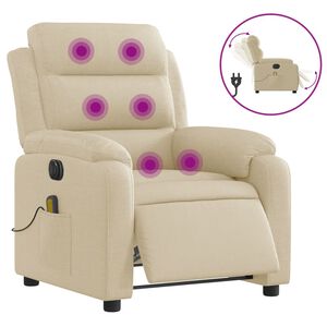 vidaXL Poltrona Reclinabile Massaggiante Elettrica Crema in Tessuto