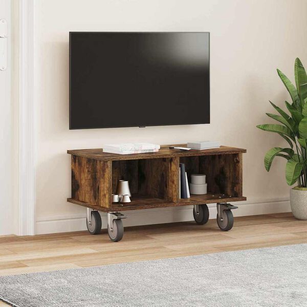 vidaXL Supporto TV Rovere fum&eacute; 68,5 x 35 x 35 cm Legno multistrato