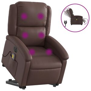 vidaXL Poltrona Alzapersona Elettrica Reclinabile Marrone Similpelle