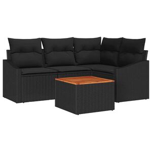vidaXL Set Divano da Giardino con cuscino 5 pcs Nero polyrattan