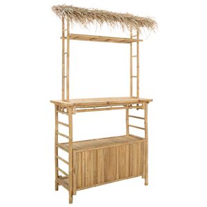 vidaXL Tavolo da bar da esterno Naturale 110 x 50 x 209 cm Bamb&ugrave;