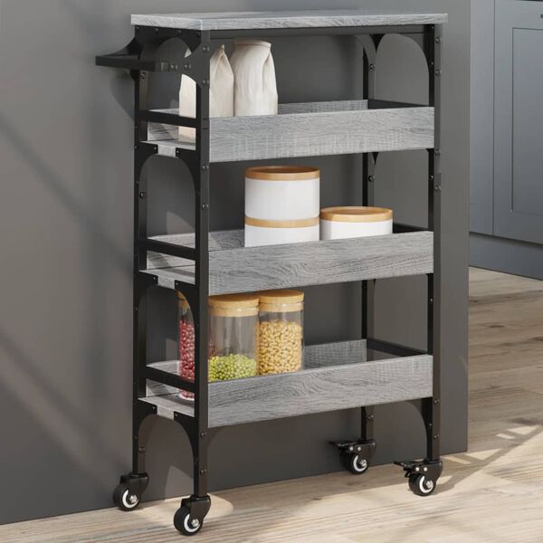 vidaXL Carrello da Cucina Grigio Sonoma 53x20x76 cm Legno Multistrato