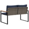 vidaXL panchina con cuscino Grigio e Blu Navy 115 x 65 x 72 cm Rattan