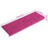 vidaXL Tappetini per scale 15 pz 65x21x4 cm Rosa Bordo rettangolare