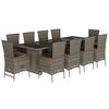 vidaXL Set da Pranzo da Giardino 11pz con Cuscini in Polyrattan Grigio