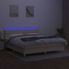 vidaXL Letto a Molle con Materasso e LED Crema 160x200 cm in Tessuto