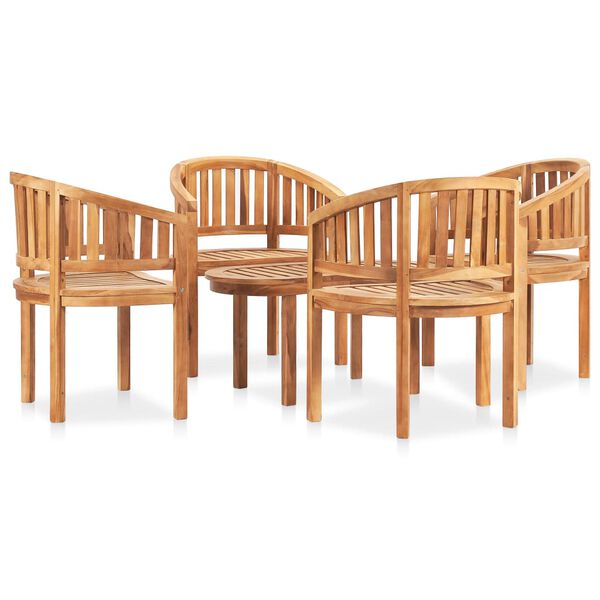 vidaXL Set Salotto da Giardino 5 pz Design Curvo in Massello di Teak