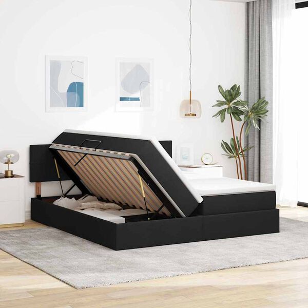 vidaXL Letto con Contenitore Nero 180 x 200 cm Pelle Sintetica