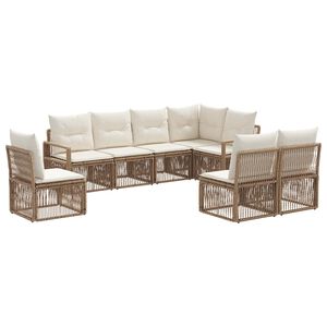 vidaXL Set Divano da Giardino 8 pz Beige polyrattan