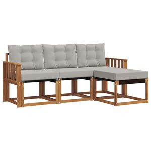 vidaXL Set di divani da esterno 4 pz Grigio Naturale e Chiaro
